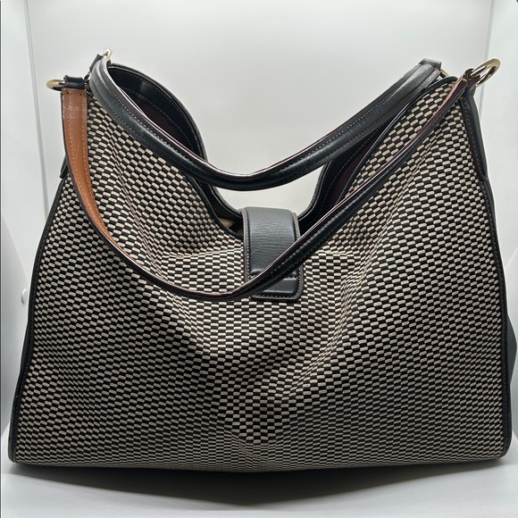 Coach Madison Carlyle Exploded Reps Brown/Black Leather Hobo Shoulder Bag Purse - Picture 2 of 16